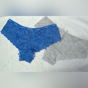Daisy Fuentes 2 Pack Blue and Gray Lace Panties